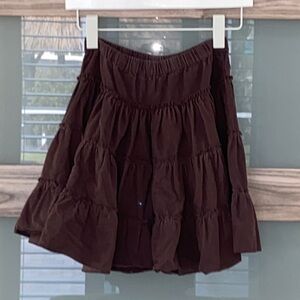 Garnet Hill brown corduroy tiered ruffle circle skirt size 8